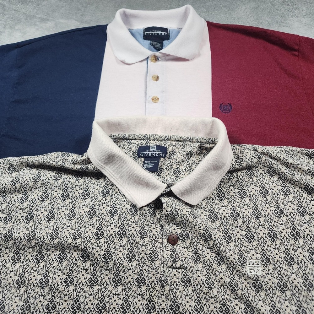 Givenchy Polo Shirt Mens XL Navy Burgundy Colorblock Designer Luxury Old Money